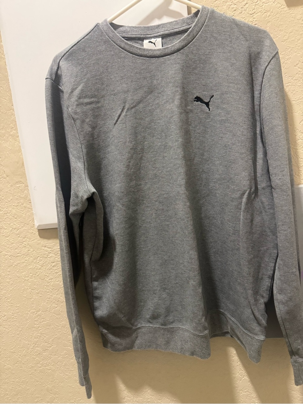 Puma Men’s Light Gray Crewneck Sweatshirt with Black Logo